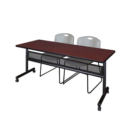 Kobe Rectangle FlipTop Table, 72" W, 29" H, Laminate Top, Mahogany MKFTM7224MH44GY